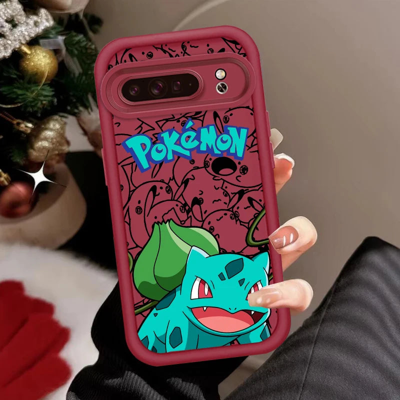 P-Pokemones Cute Anime For Google Pixel 9 8A 8 7 7A Pro XL 5G Eye Ladder Phone Case Soft TPU Shockproof Cover