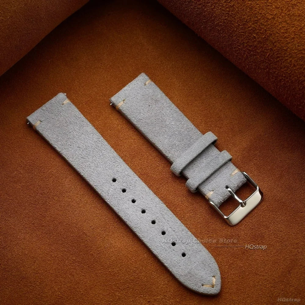Quick Release Soft Suede Strap 22mm 18mm 20mm for Samsung Watch6 5/4/3 Calfskin Bracelet for Women Men Wristband Hand Sewn Band