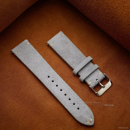 Quick Release Soft Suede Strap 22mm 18mm 20mm for Samsung Watch6 5/4/3 Calfskin Bracelet for Women Men Wristband Hand Sewn Band