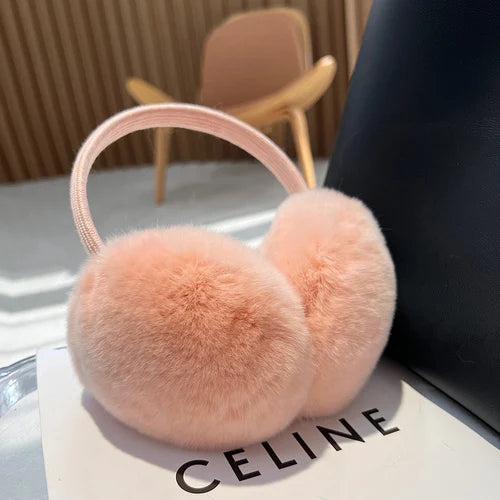 MPPM Cute Headphones Women Genuine Real Rabbit Fur Warm  Earmuff Headbands Winter Accessories for Women  Ear Cover for Winter