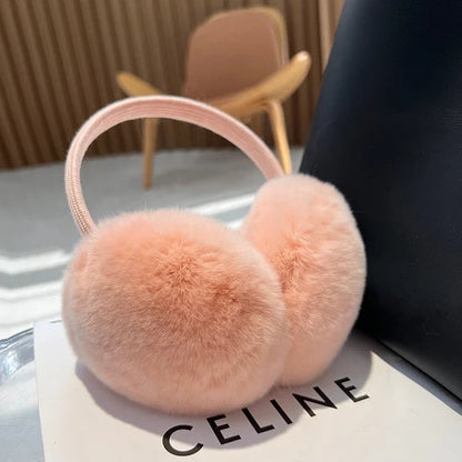 MPPM Cute Headphones Women Genuine Real Rabbit Fur Warm  Earmuff Headbands Winter Accessories for Women  Ear Cover for Winter