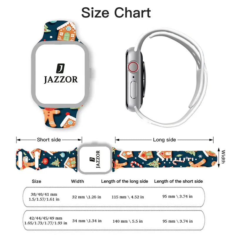 Christmas theme Strap for Apple Watch, Soft Silicone for Apple Watch 9 8 7 6 5 Ultra SE Band Size38 40 41 42 44 45 49mm