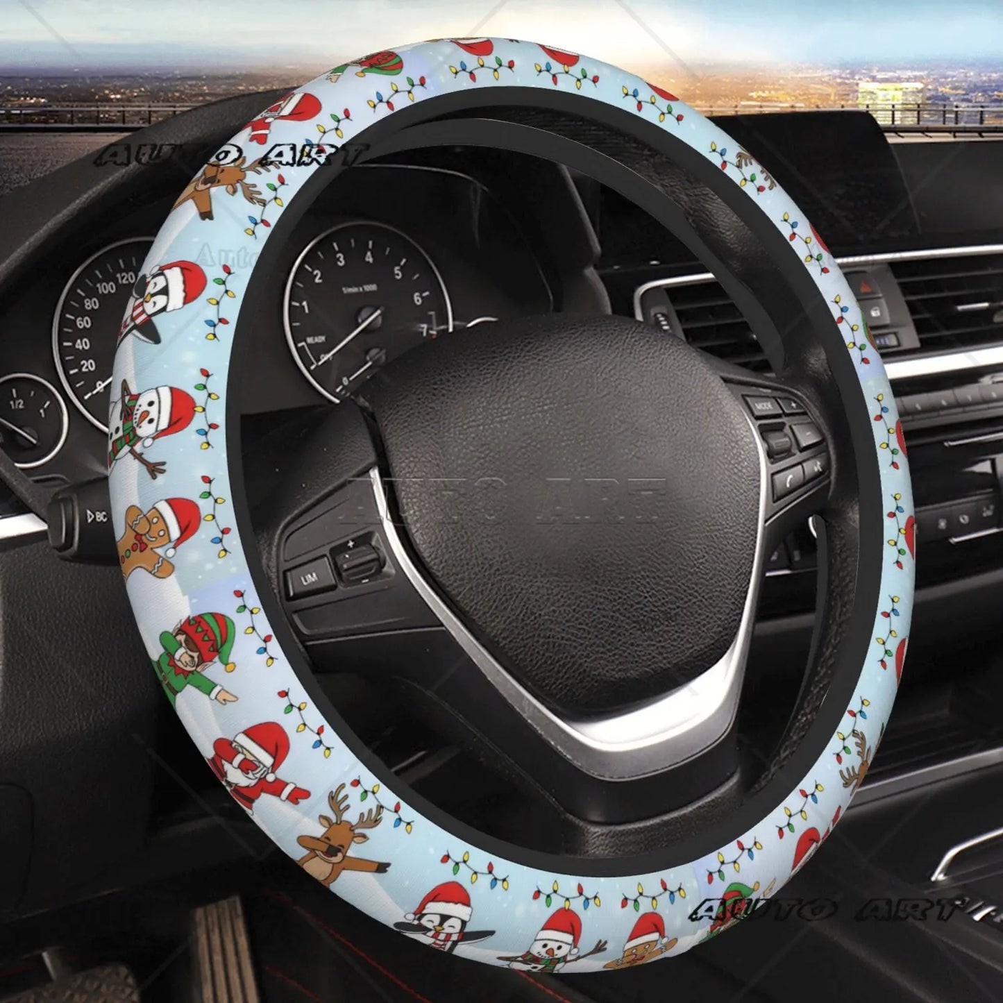 Christmas  Steering Wheel Cover Anti Slip Elasticity Car Accessories Steering Wheel Protector Universal 15 Inch for Women Man