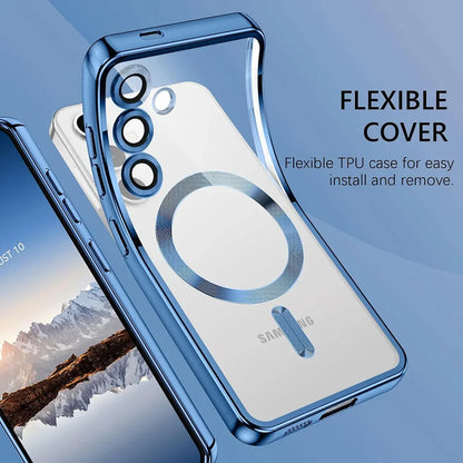 Luxury Magnetic For Magsafe Case For Samsung Galaxy S26 S25 Edge S24 FE S23 S21 Plus Ultra Plating Silicone Cover Clear Soft