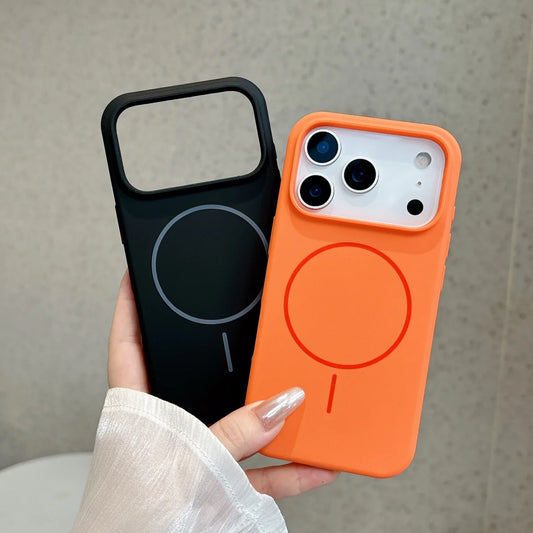 Official Orange Silicone Magnetic For Magsafe Phone Case For iPhone 17 Air 16 15 14 13 12 11 Pro Max Plus Wireless Charge Cover