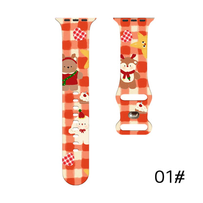 Little Dog Christmas Printed Strap for Apple Watch 11 10 9 Silicone Band Replaceable Bracelet for iWatch 46/44/42/41mm Watchband