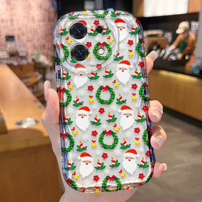Santa Claus Christmas Pattern 3D Wave Case For iPhone 16 15 14 13 12 11 Pro Max Mini X XR XSMAX 8 7 6S Plus Soft Silicone Cover