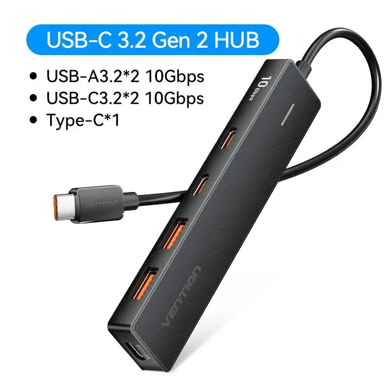 Vention Usb Hub 4 Port ABS Hub USB 3.2 10Gbps for Laptop Multi Splitter Adapter For Xiaomi Macbook PC Computer Accessories