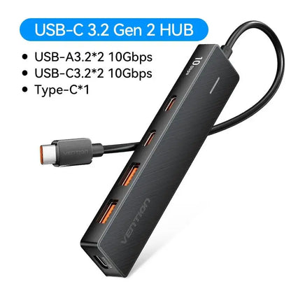 Vention Usb Hub 4 Port ABS Hub USB 3.2 10Gbps for Laptop Multi Splitter Adapter For Xiaomi Macbook PC Computer Accessories