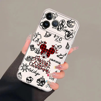 Soft Phone Cover Case for iPhone 7 8 12 Mini 17 Air 16 15 14 Plus XR 13 12 11 Pro MAX 16e Christmas Fummy Mickey Minnie