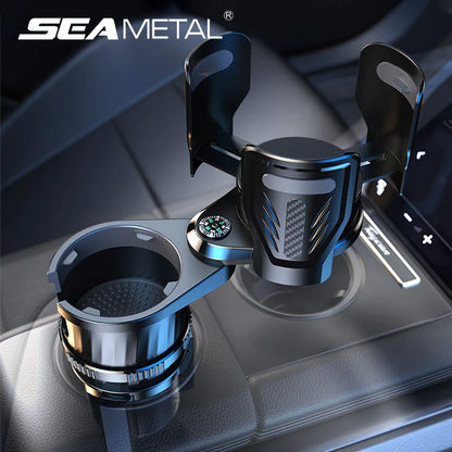 SEAMETAL 2 IN 1 Car Cup Holder Expander Adapter Base Vehicle Drinking Bottle Phone Organizer for Auto Car Styling Accessories