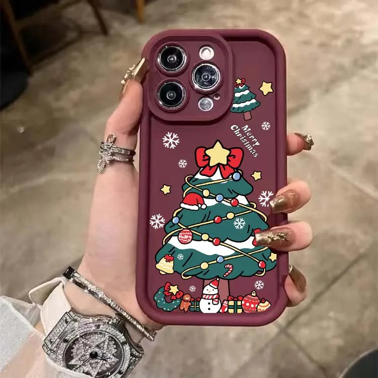 Merry Christmas Tree Gift Case For Google Pixel 8A 7A 9 Pro XL 7 8 PRO 7Pro Pixel7A Phone Casing Solid Color  Soft TPU