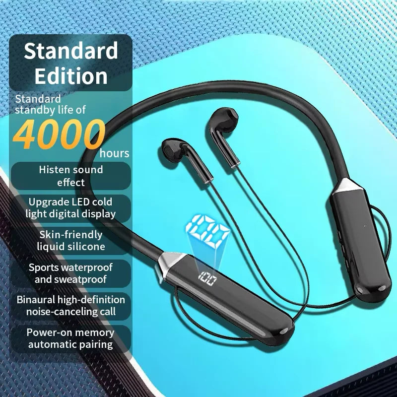 New Sport Neckband Earphone Wireless Headphone audífonos bluetooth inalámbrico Gaming LED Display ear buds for xiaomi huawei