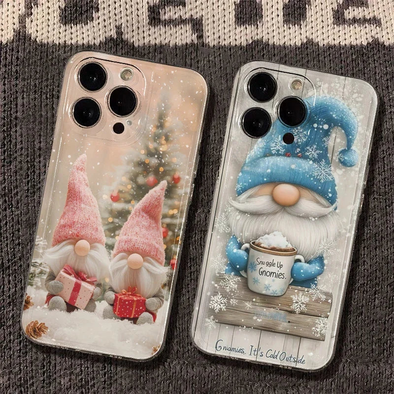 Cartoon Creative Christmas Winter Snow Gnome Cute Phone Case For iPhone 17 16 15 14 13 12 11 Pro XR Max 7 8 Plus MINI y2k Cover