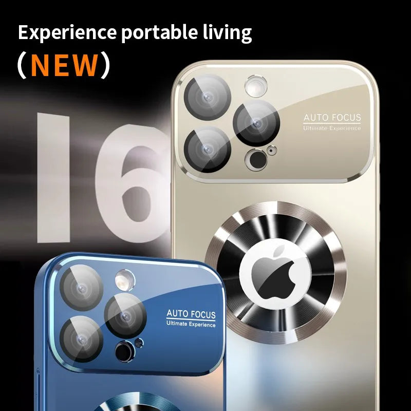 New Titanium Metallic Luxury Matte Case For iPhone 16 15 14 13 12 11 Pro Max Plus For Magsafe Glass Lens Camera Protection Cover