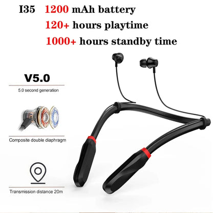 I35 Earphones Bluetooth 5.1 Headphones Sport Earbuds Built-in Mic Neckband Headphone Stereo Earbuds Headset For Running