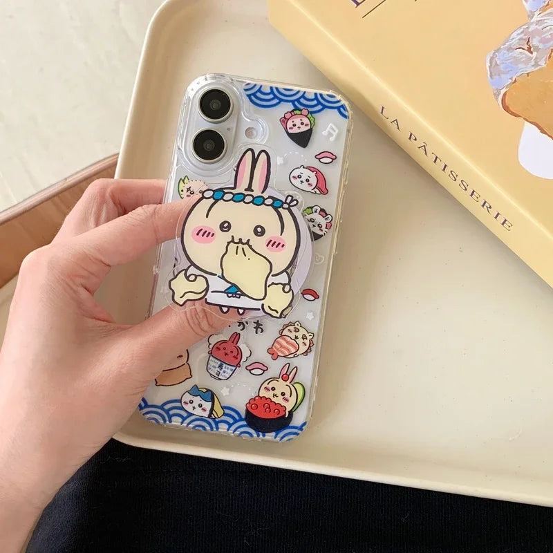 Cute Cartoon Japan Anime Chiikawa Magnetic Holder Magsafe Wireless Charge Phone Case For iPhone 16 15 14 13 12 11 Pro Max Cover