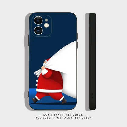 New Year Gift Cartoon Christmas Silicone Phone Case For iPhone 17 16,15,14,13,12,11,Pro,XS,Max,XR,Plus,Mini Silicone Shockproof