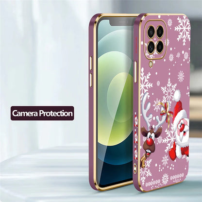Christmas Deer Printed Phone Case For Samsung Galaxy M42 5G M62 M32 M22 M12 M54 M53 M33 M51 M02 M30S M13 Plating Soft Cover
