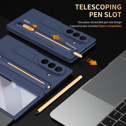 Pen Slot with Pen Hinge Folding Stand Holder Tempered Glass Front Case For Samsung Galaxy Z TriFold with Hinge Cover