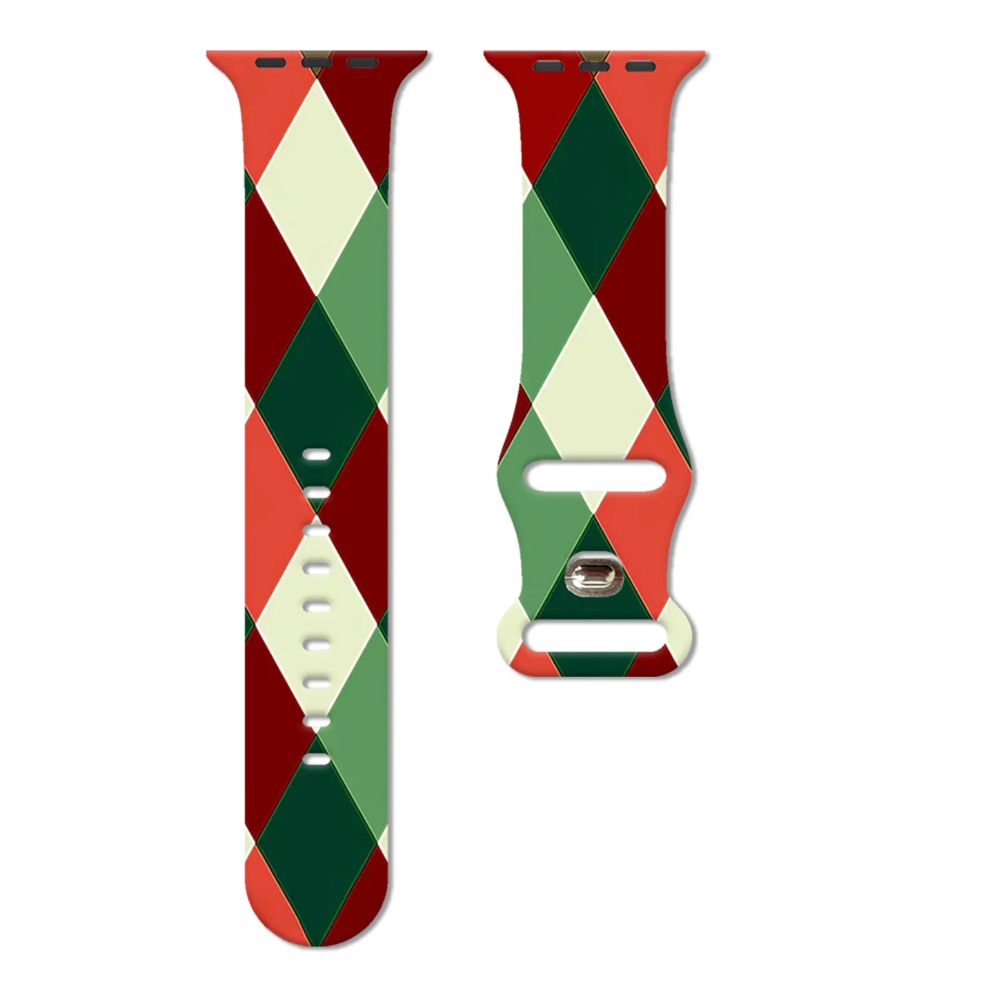 Christmas Diamond-Shaped Print Strap for Apple Watch 11 10 9 Silicone Band Replaceable Bracelet for iWatch 46/44/42mm Watchband