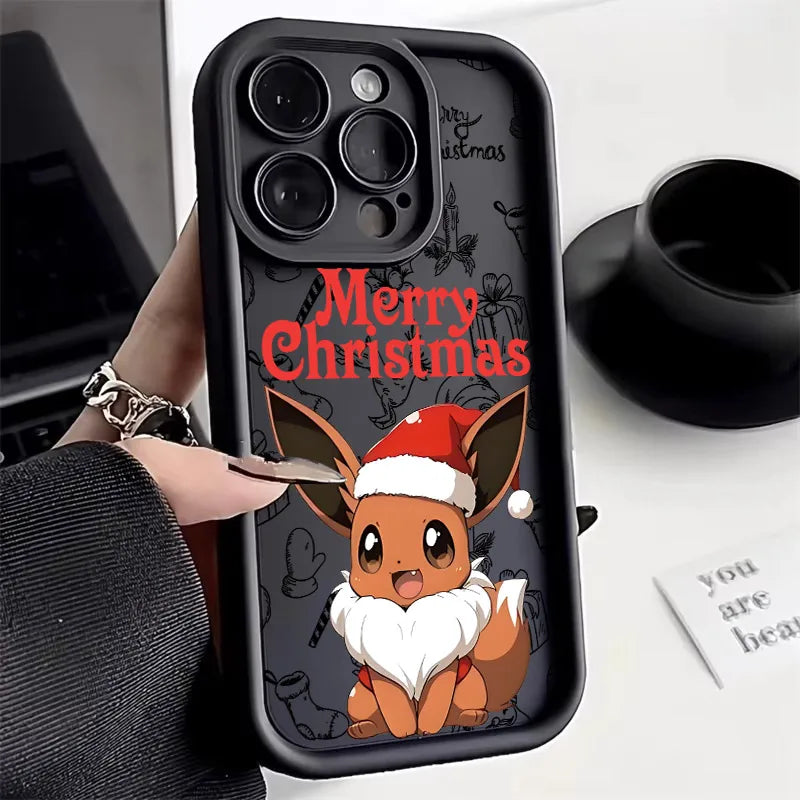 Christmas Eevee Charmander Squirtle Soft Silicone Case For iPhone 17 11 15 16 13 Pro Max 14 Plus 12 16 Pro 16E 17AIR Phone Cover