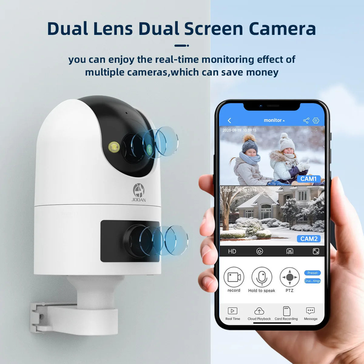 JOOAN 4K 6MP HD  PTZ Camera Outdoor Dual Lens Dual Screen AI Tracking 5G WIFI IP Camera Security CCTV Video Surveillance Cameras