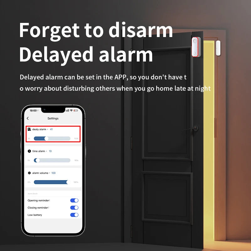 Tuya Door Magnetic Sensor WiFi Door and Window Alarm Door and Window Switch on-site Alarm Sound and Light Intelligent Alarm