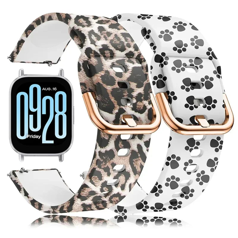 18mm 20MM 22mm band For Redmi Watch 5 lite/ Xiaomi Mi Watch 5 Active Wristband Printed Silicone Bracelet Sport strap Accessories