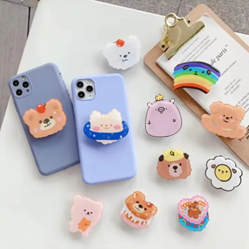 Cartoon Animal Folding Mobile Phone Grip Holder Socket Pocket Support for IPhone Samsung Finger Ring Griptok Expanding Bracket
