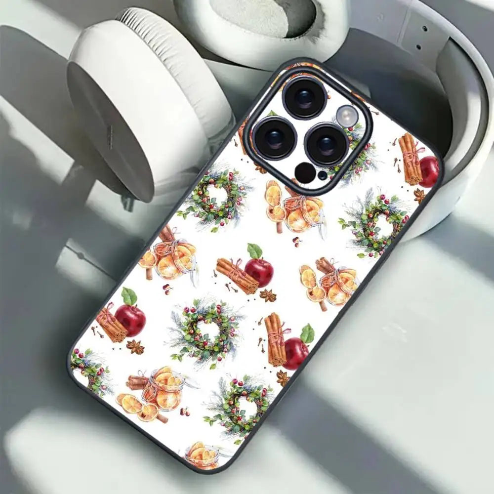 Christmas stocking deer pine Phone Case For 17 12 13 14 15 16Pro Max mini Plus strong magnetic attraction