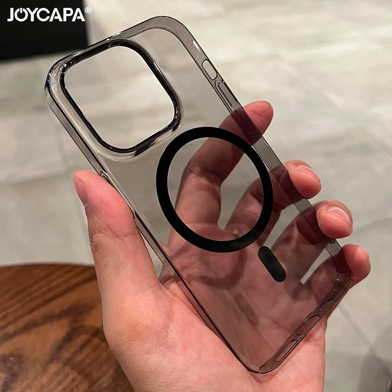 Ultra Thin Transparent Hard PC Case for iPhone 16 15 14 Plus 13 12 11 Pro Max For Magsafe Wireless Charge Magnetic Clear Cover