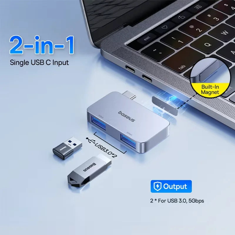 Baseus Dual USB-C Hub to HDMI-Compatible 4K 30Hz For Thunderbolt 3/4 40Gbps USB 3.0 Type C HUB SD TF For MacBook Pro Air USB Hub