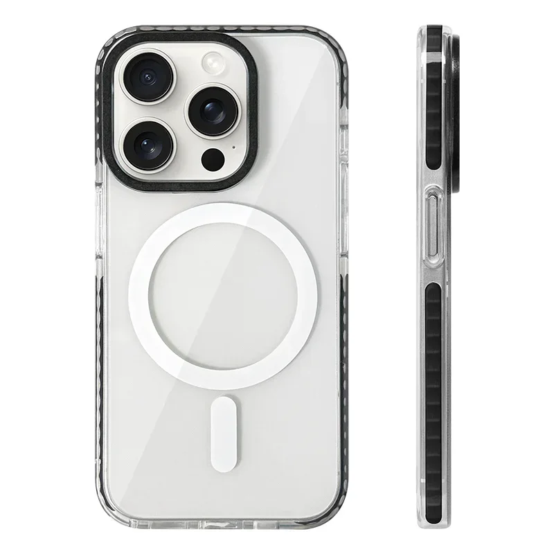 Transparent Neon Color MagSafe Phone Case for iPhone 15 16 Pro Max 15pro 13 14 12 11Wireless Charging Soft Silicone Bumper Cover