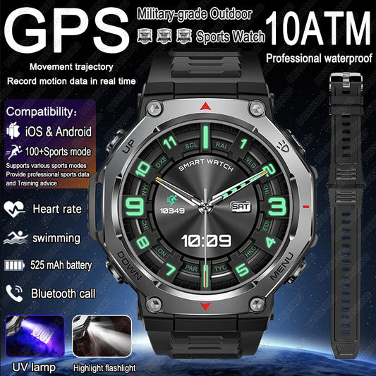 2026 New T-Rex 3 Military Grade Sports Smart Watch GPS Motion Track 5 ATM Waterproof Heart Rate HD Bluetooth Call Smartwatch Men