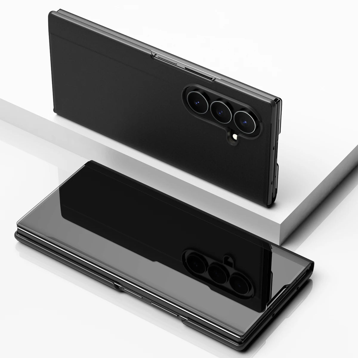 Mirror Flip Case For Samsung Galaxy Z TriFold Tri Fold Folding Plating Stand Holder Luxury Hard Plastic Shockproof Fashion Cover