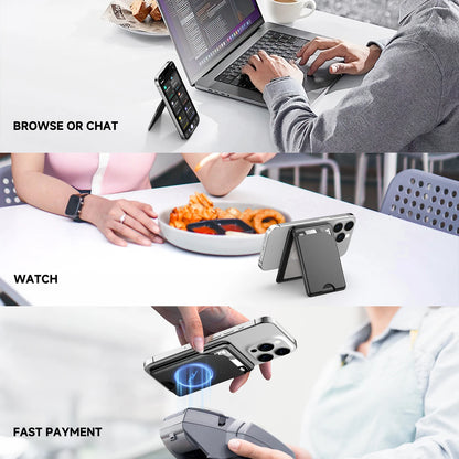 Minisopuru Magsafe Card Phone Holder Lightweight Adjustable Leather Wallet Case for iPhone 16 15 14 12 Series Macsafe Card Stand