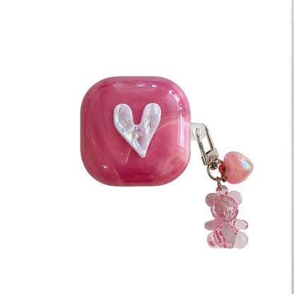 For Samsung Galaxy Buds 3 Pro/Buds FE/Buds 2 Pro/Buds 2/Buds live/Buds pro Case,Cute Cartoon Rabbit Earbuds With KeyChain Cover