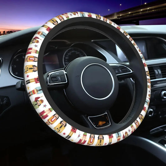 Nutcracker Christmas Tree Star Car Steering Wheel Cover 37-38 Anti-slip Nordic New Year Car-styling Steering-Wheel Accessories