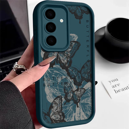 INS Retro Butterfly Silicone Case For Samsung Galaxy S25 Edge S24 S23 S22 Ultra S24 FE A55 A56 A17 A15 A16 A36 A25 5G Soft Cover