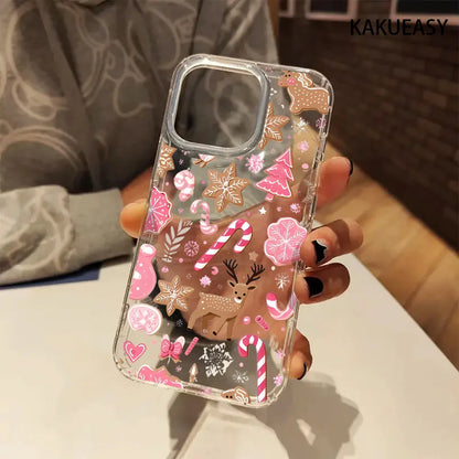 Deer Christmas gift for you romantic aesthetic transparent autumn phone case for iPhone17 16, 15 14 13 Pro Max