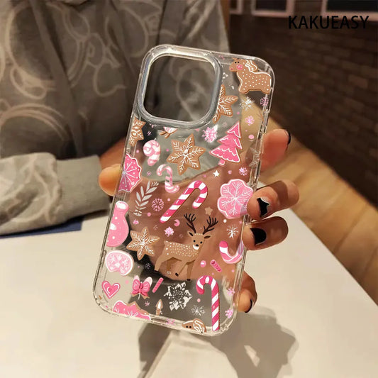 Deer Christmas gift for you romantic aesthetic transparent autumn phone case for iPhone17 16, 15 14 13 Pro Max