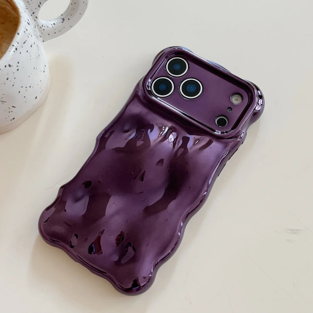 Luxury Curved Waves 3D Bubble Plating Phone Case For iPhone 17 Air 16 15 Plus 14 13 12 Pro Max 11 Shockproof Soft Glossy Cover