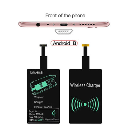 Universal Android Qi Wireless Charging Receiver Type C Wireless Charger Receiving Patch For Micro USB Smartphone For Iphone 6 7