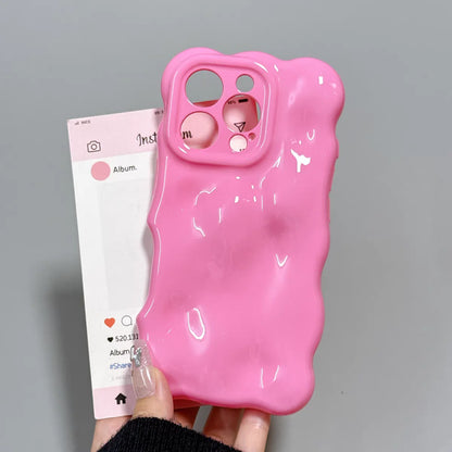 Fashion Meteorite Wave Bubble Silicone Phone Case For iPhone 16 15 Plus 14 13 12 11 Pro Max Luxury Wavy Candy Shockproof Cover