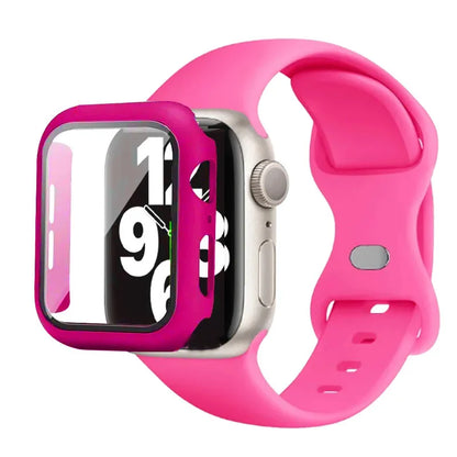 Silicone Strap+case for Apple Watch Band 44mm 40mm 45mm 41mm 49mm 42mm 38mm 44 45 Mm Bracelet Iwatch Ultra Series 7 Se 3 4 5 6 8