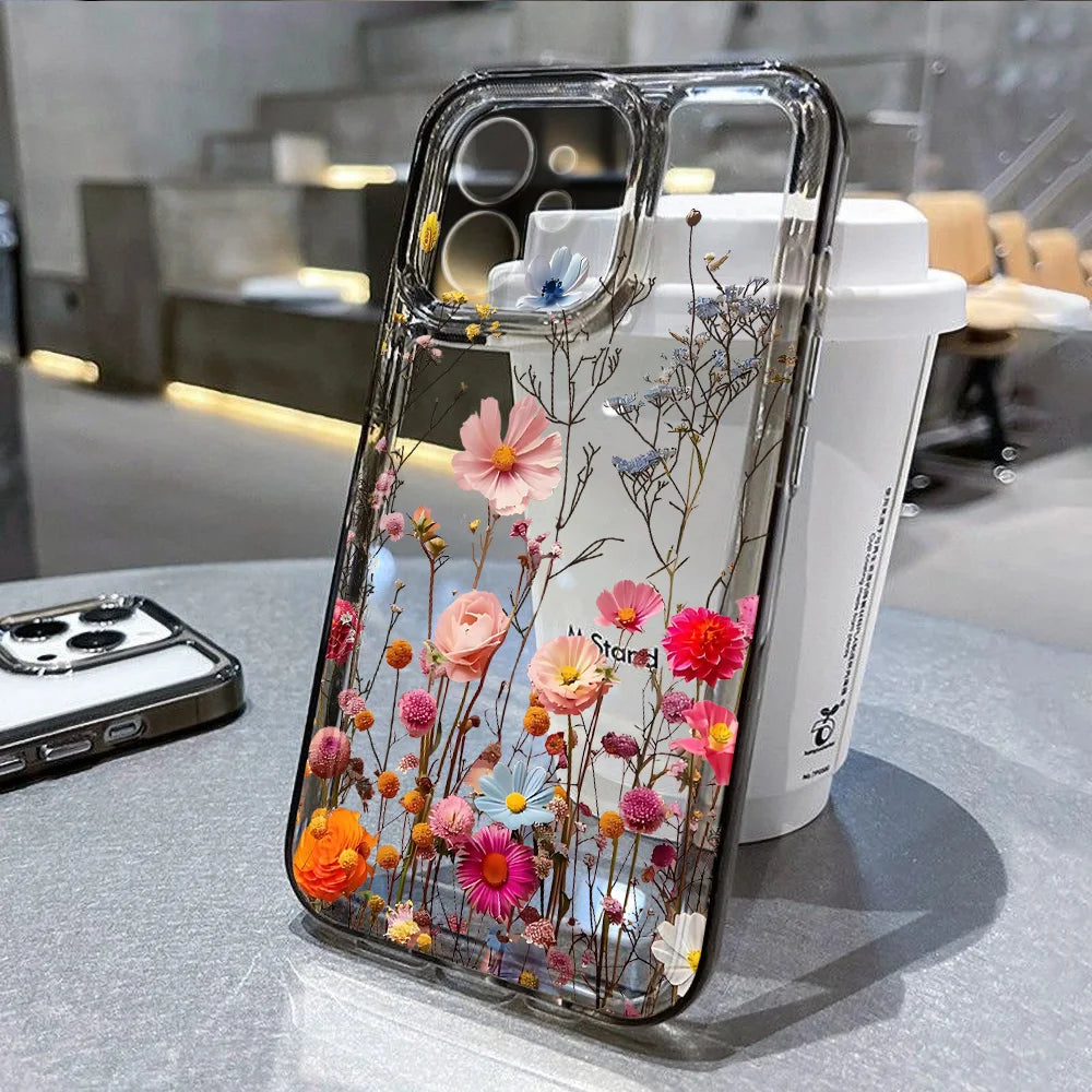 Abstract Plants Flower Phone Case For iPhone 16 Pro Case iPhone 13 15 14 11 12 17 Pro Max 7 8 Plus XR 16e XS SE Clear Soft Cover
