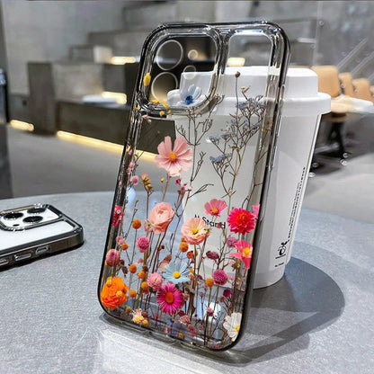 Abstract Plants Flower Phone Case For iPhone 16 Pro Case iPhone 13 15 14 11 12 17 Pro Max 7 8 Plus XR 16e XS SE Clear Soft Cover