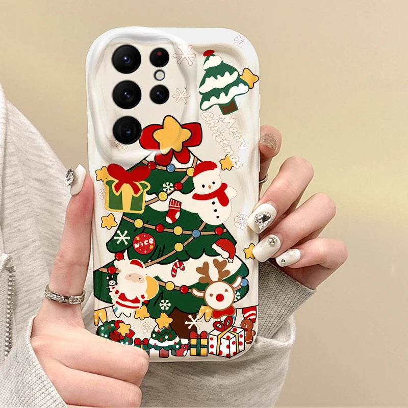 New Christmas Santa Claus Phone Case For Samsung Galaxy S25 S24 S23 S22 Ultra Plus S21 FE A73 A72 A55 A54 TPU Anti-Scratch Cover