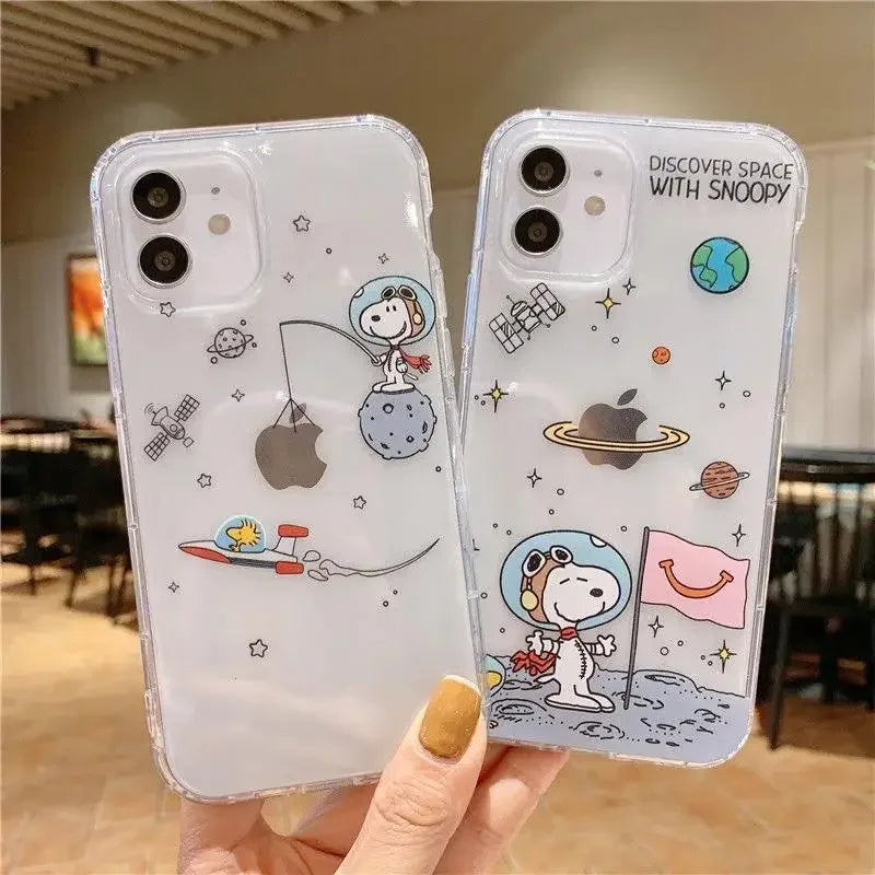 Cute Funny Snoopy Case For Iphone 15 Pro Max 11 14 13 12 Mini 6s 6 7 8 Plus X XS XR Cover Silicone Couqe Soft Transparent